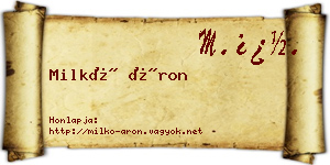 Milkó Áron névjegykártya