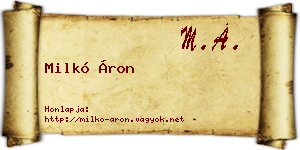 Milkó Áron névjegykártya